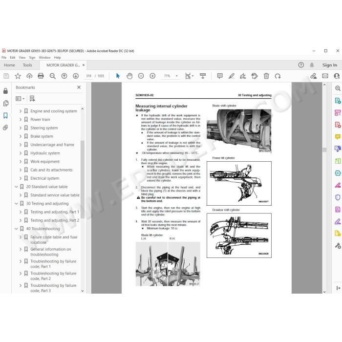 Komatsu Motor Grader GD655-3E0 GD675-3E0 service & repair manual