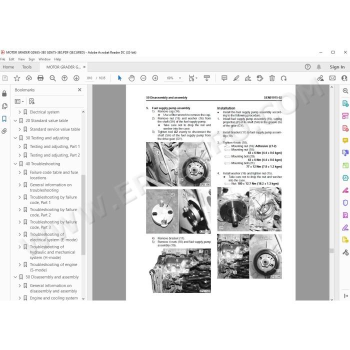 Komatsu Motor Grader GD655-3E0 GD675-3E0 service & repair manual
