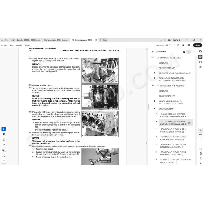 Komatsu Motor Grader GD655-6 GD675-6 service & repair manual