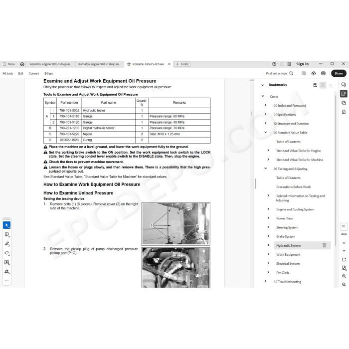 Komatsu Motor Grader GD675-7E0 service & repair manual