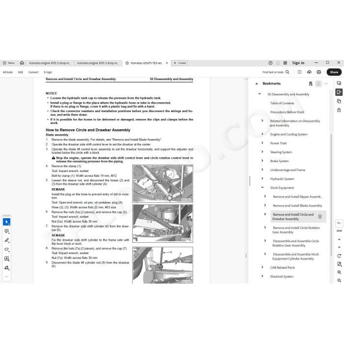Komatsu Motor Grader GD675-7E0 service & repair manual