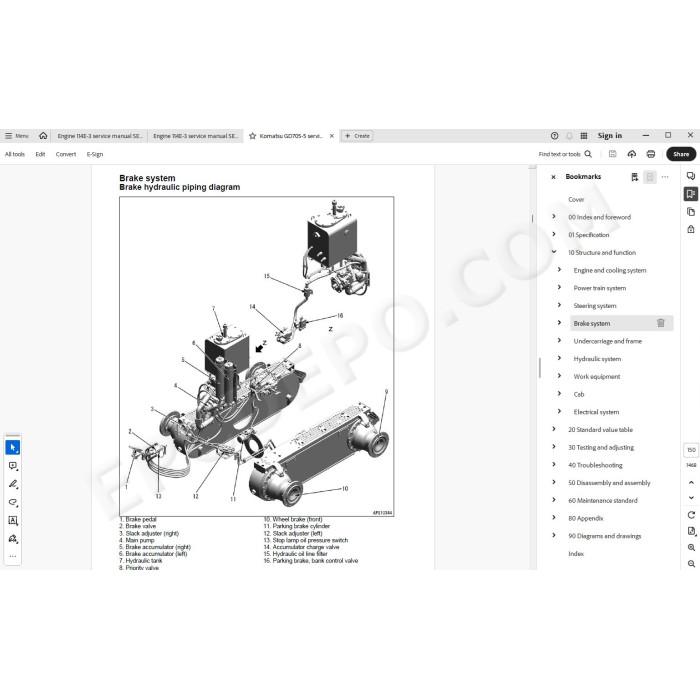 Komatsu Motor Grader GD705-5 parts + service manual