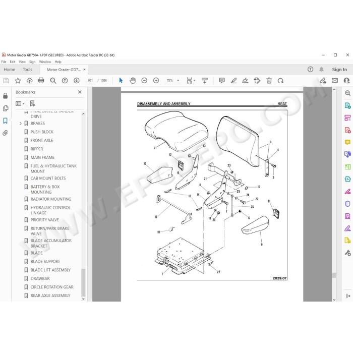 Komatsu Motor Grader GD750A-1 service & repair manual
