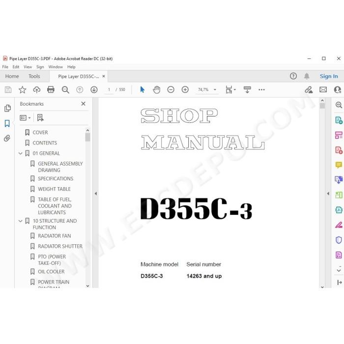 Komatsu Pipe Layer D355C-3 service & repair manual
