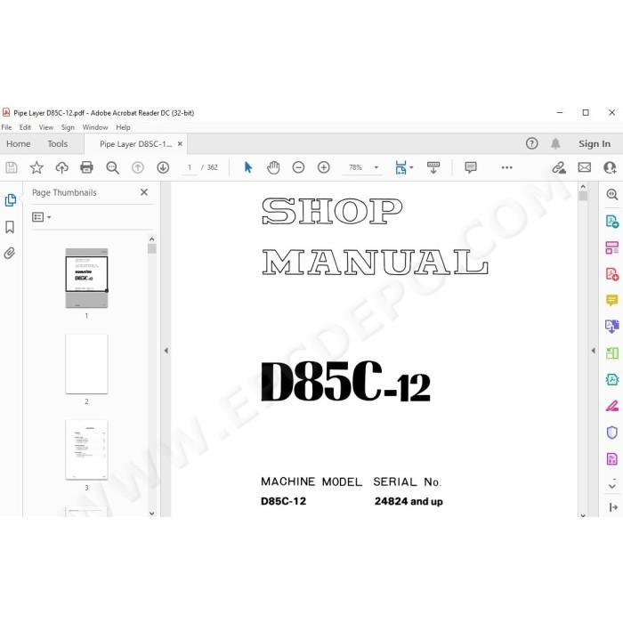 Komatsu Pipe Layer D85C-12 service & repair manual