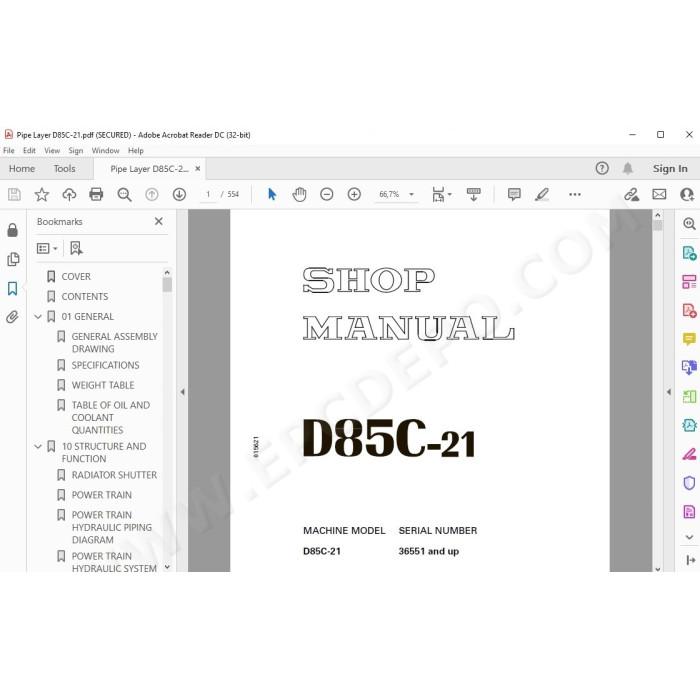 Komatsu Pipe Layer D85C-21 service & repair manual
