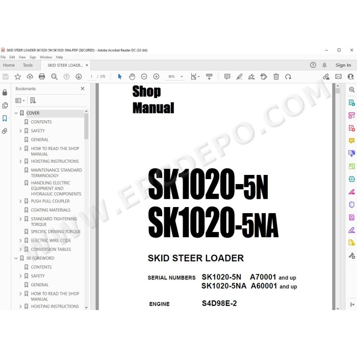 Komatsu Skid Steer Loader SK1020-5N SK1020-5NA service & repair manual