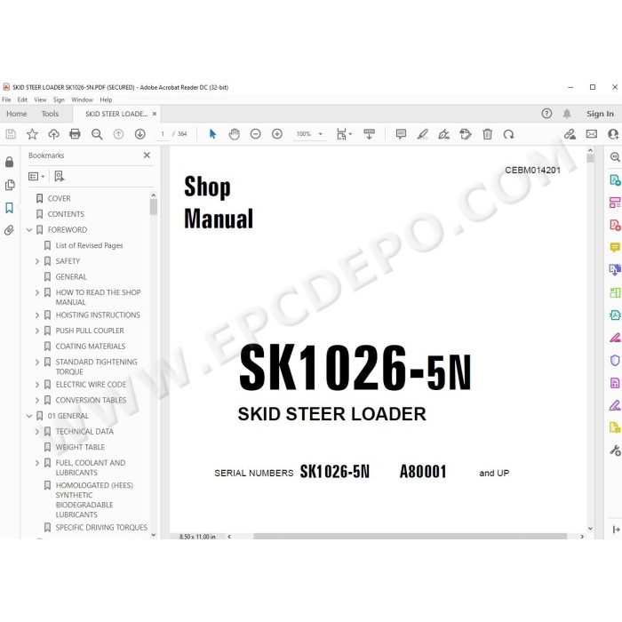 Komatsu Skid Steer Loader SK1026-5N service & repair manual