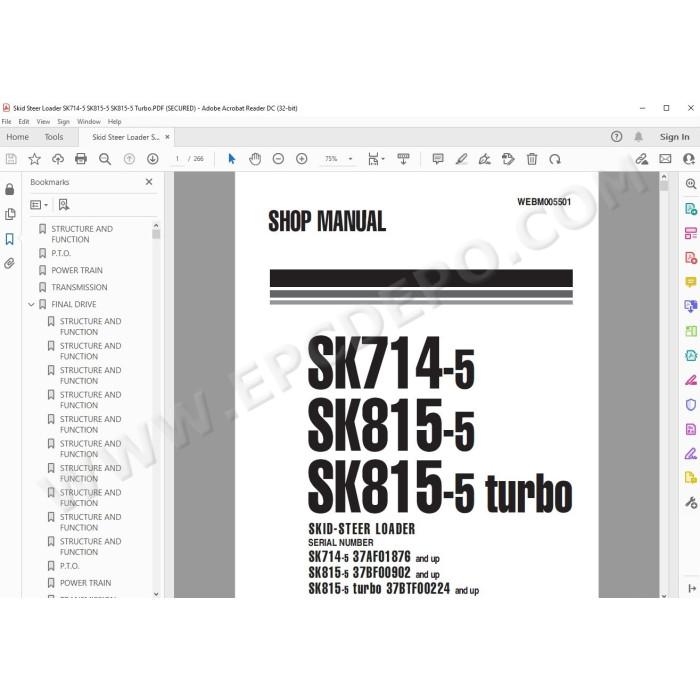 Komatsu Skid Steer Loader SK714-5 SK815-5 Turbo service & repair manual