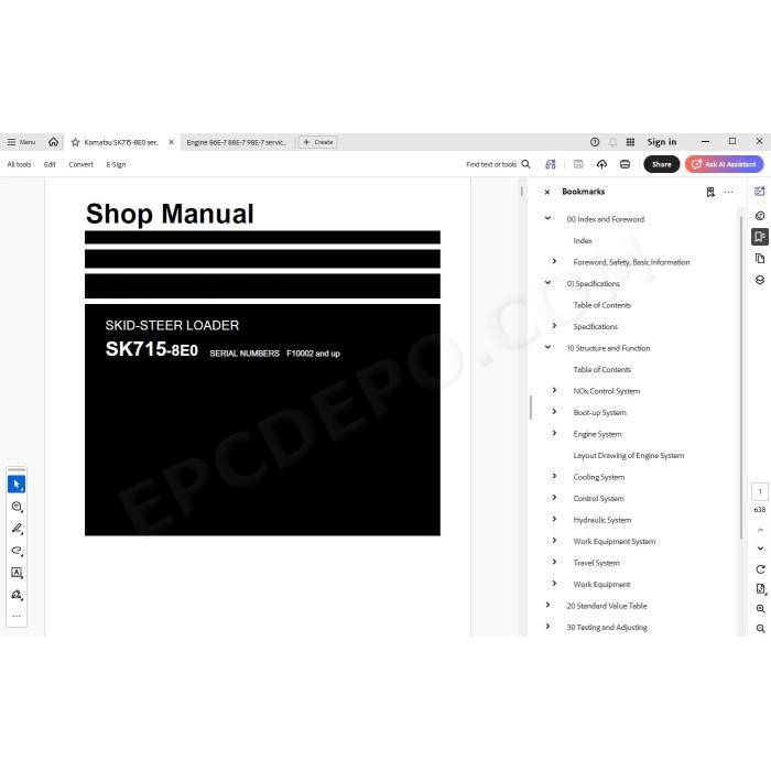 Komatsu Skid Steer Loader SK715-8E0 service & repair manual