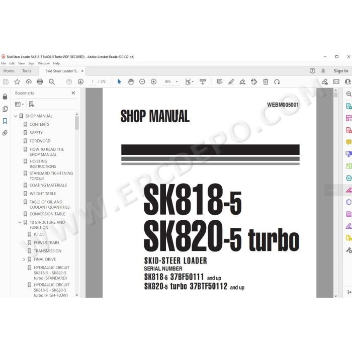 Komatsu Skid Steer Loader SK818-5 SK820-5 Turbo service & repair manual
