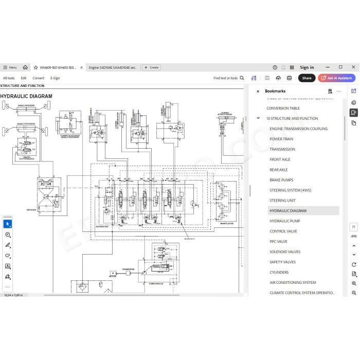 Komatsu Telehandler WH609-1E0 WH613-1E0 WH713-1E0 WH714H-1E0 WH716-1E0 service manual