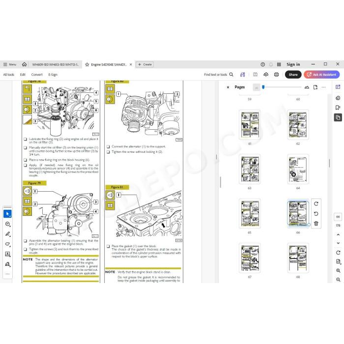 Komatsu Telehandler WH609-1E0 WH613-1E0 WH713-1E0 WH714H-1E0 WH716-1E0 service manual