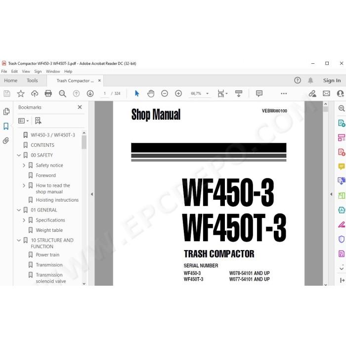 Komatsu Trash Compactor WF450-3 WF450T-3 service & repair manual
