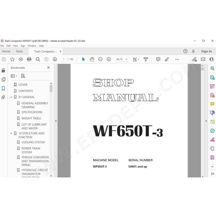Komatsu Trash Compactor WF650T-3 service & repair manual