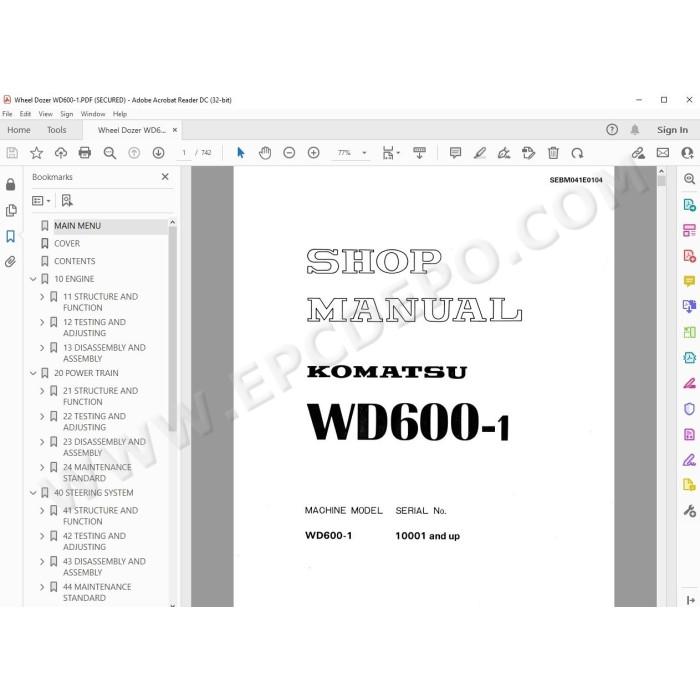 Komatsu Wheel Dozer WD600-1 service & repair manual