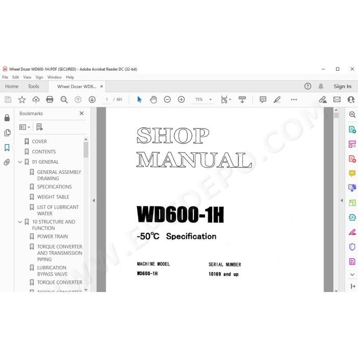 Komatsu Wheel Dozer WD600-1H service & repair manual