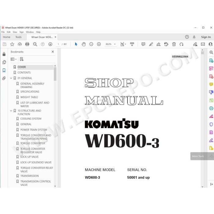 Komatsu Wheel Dozer WD600-3 service & repair manual