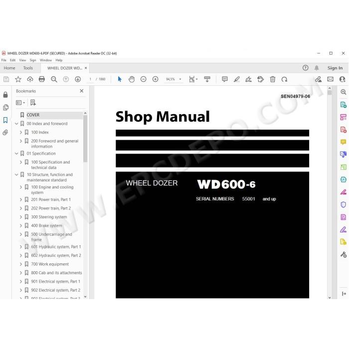 Komatsu Wheel Dozer WD600-6 service & repair manual
