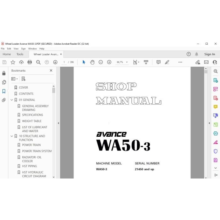 Komatsu Wheel Loader WA50-3 Avance service & repair manual