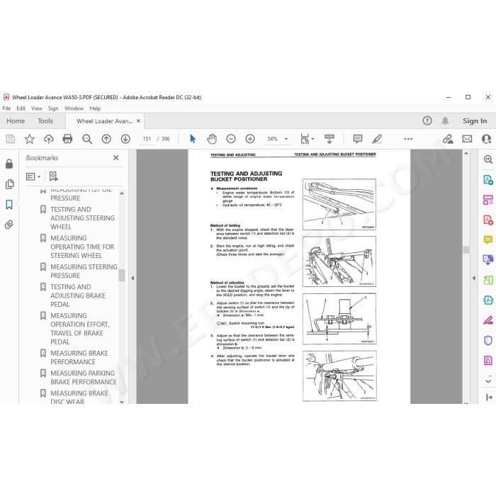 Komatsu Wheel Loader WA50-3 Avance service & repair manual