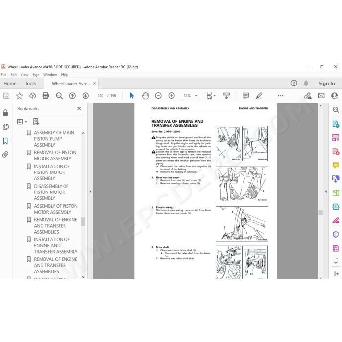Komatsu Wheel Loader WA50-3 Avance service & repair manual