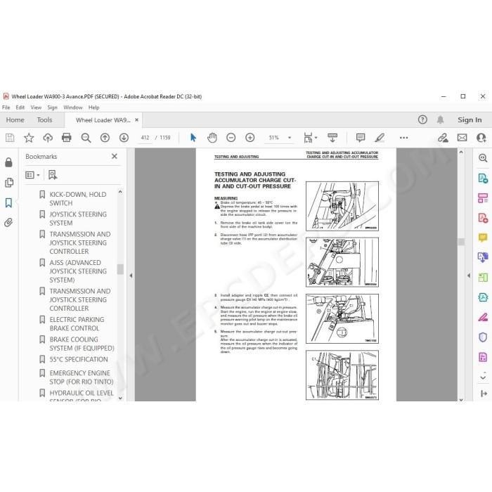 Komatsu Wheel Loader WA900-3 Avance service & repair manual