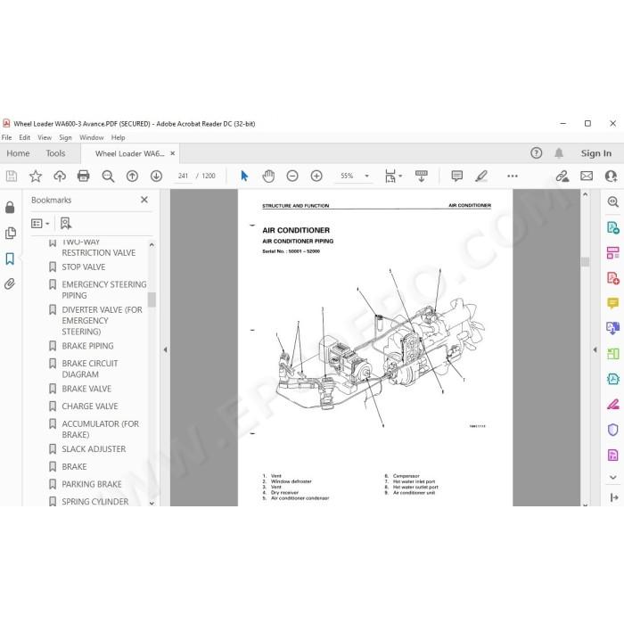 Komatsu Wheel Loader WA600-3 Avance service & repair manual