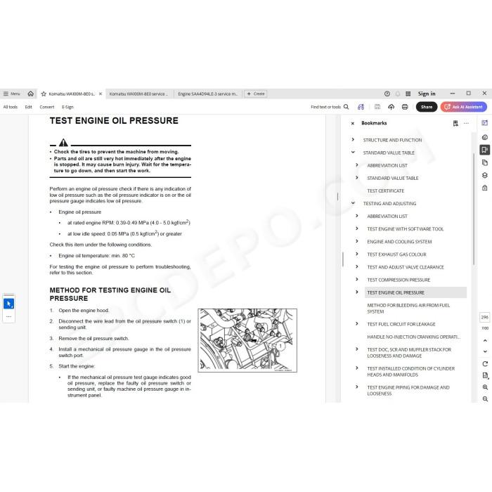 Komatsu Wheel Loader WA100M-8E0 service & repair manual