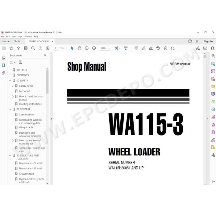 Komatsu Wheel Loader WA115-3 service & repair manual