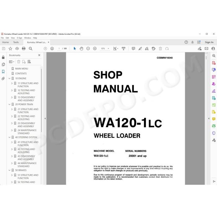 Komatsu Wheel Loader WA120-1LC service & repair manual