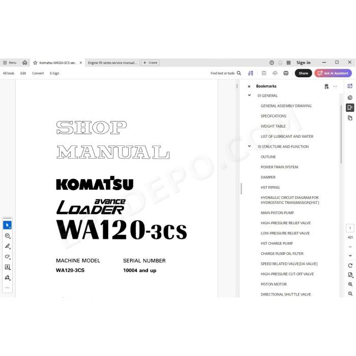 Komatsu Wheel Loader WA120-3CS Avance service & repair manual