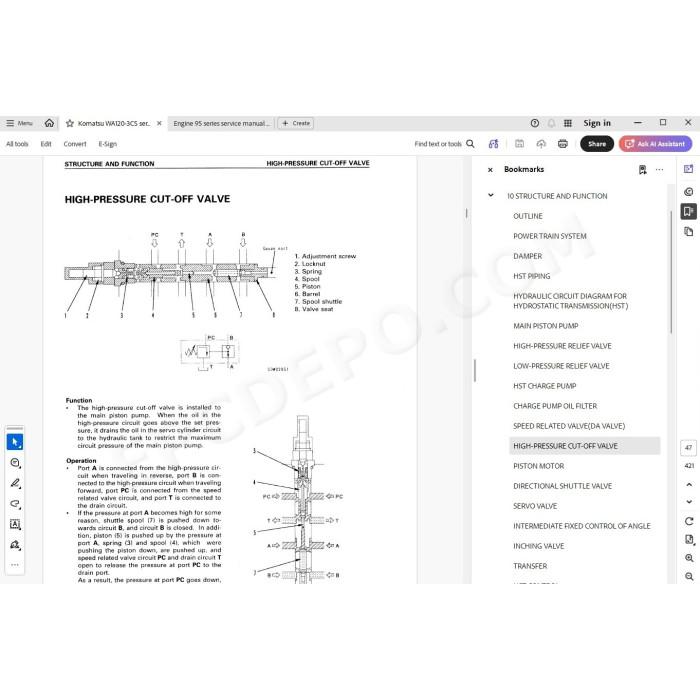 Komatsu Wheel Loader WA120-3CS Avance service & repair manual