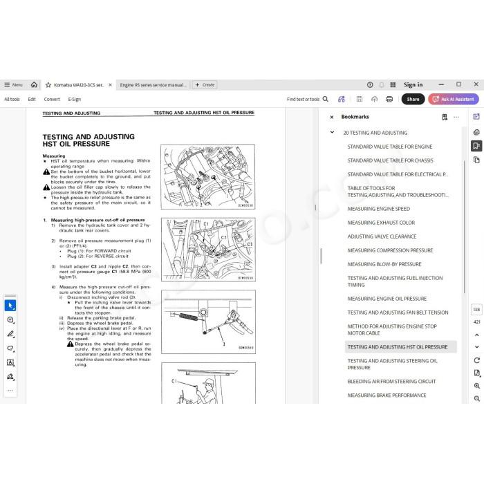Komatsu Wheel Loader WA120-3CS Avance service & repair manual
