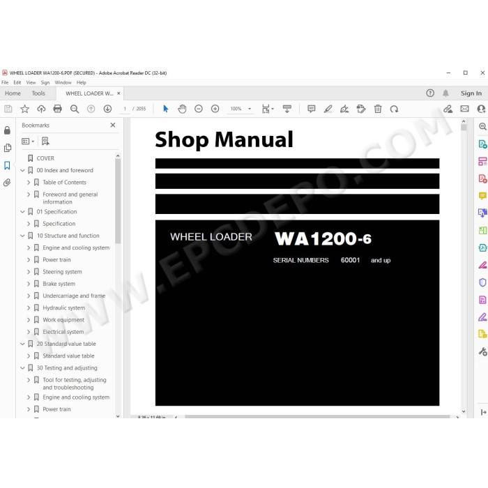 Komatsu Wheel Loader WA1200-6 service & repair manual