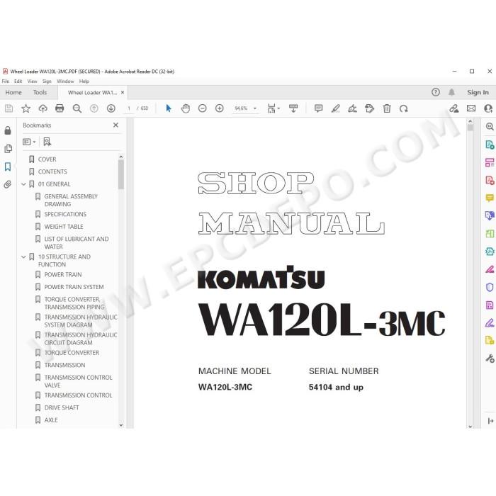 Komatsu Wheel Loader WA120L-3MC service & repair manual