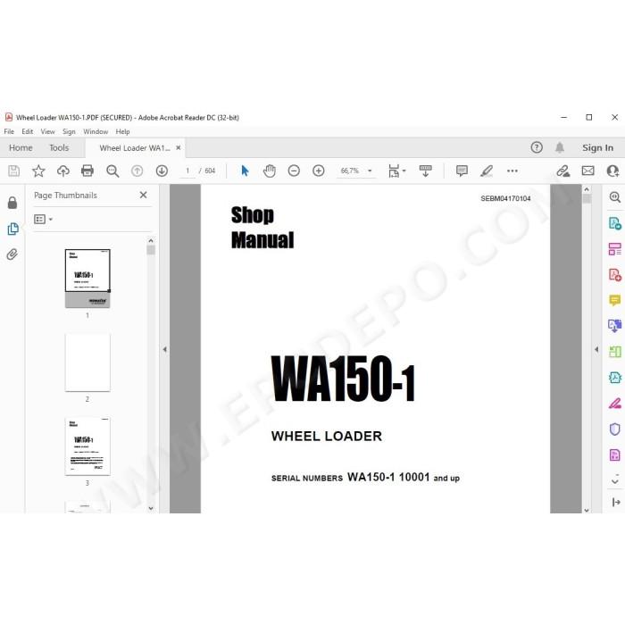 Komatsu Wheel Loader WA150-1 service & repair manual