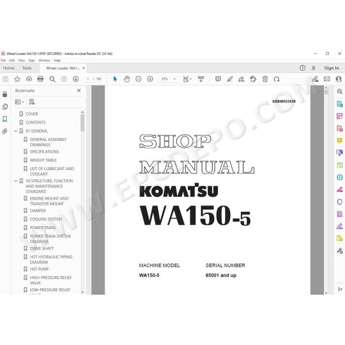 Komatsu Wheel Loader WA150-5 service & repair manual