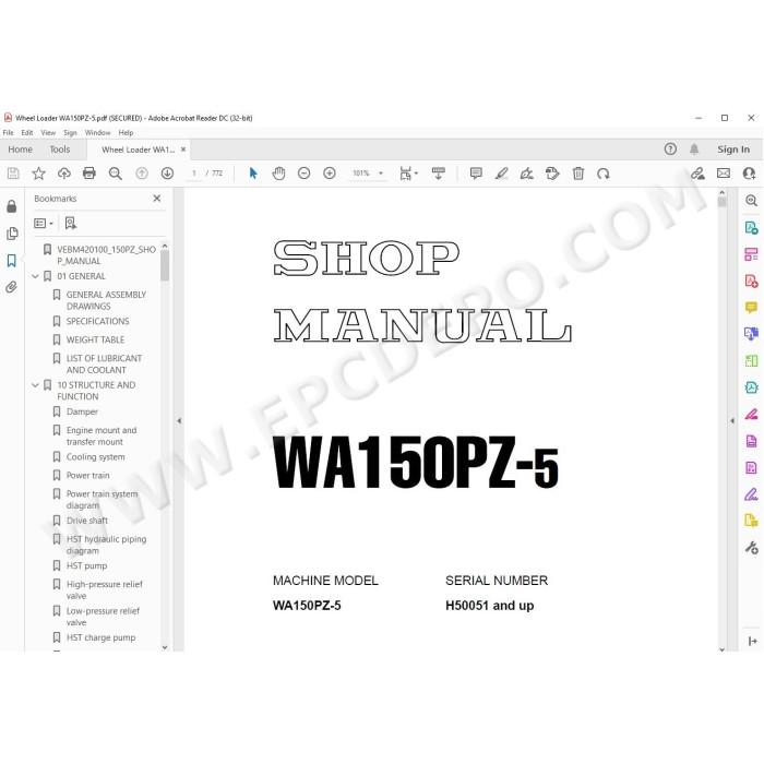 Komatsu Wheel Loader WA150PZ-5 service & repair manual