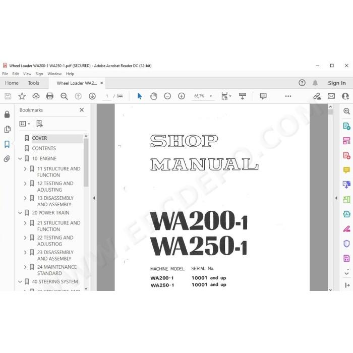 Komatsu Wheel Loader WA200-1 WA250-1 service & repair manual