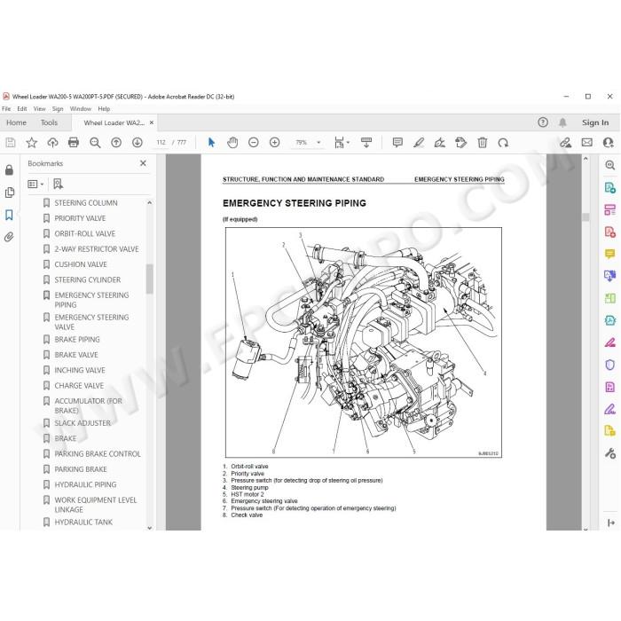 Komatsu Wheel Loader WA200-5 WA200PT-5 service & repair manual