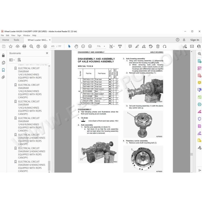 Komatsu Wheel Loader WA200-5 WA200PT-5 service & repair manual