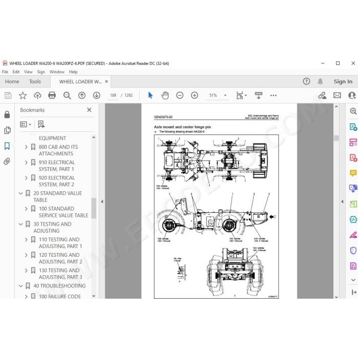 Komatsu Wheel Loader WA200-6 WA200PZ-6 service & repair manual