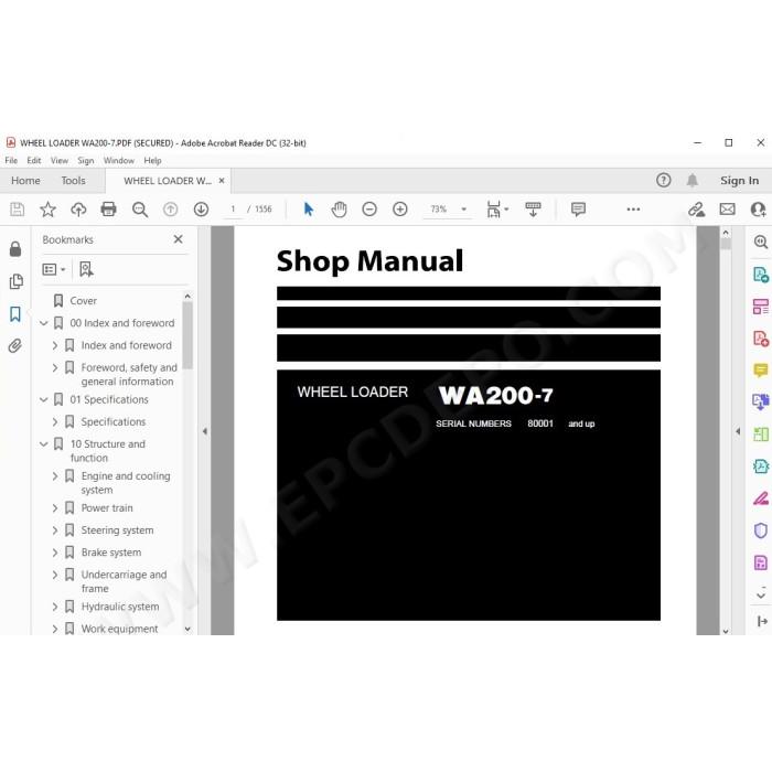 Komatsu Wheel Loader WA200-7 service & repair manual