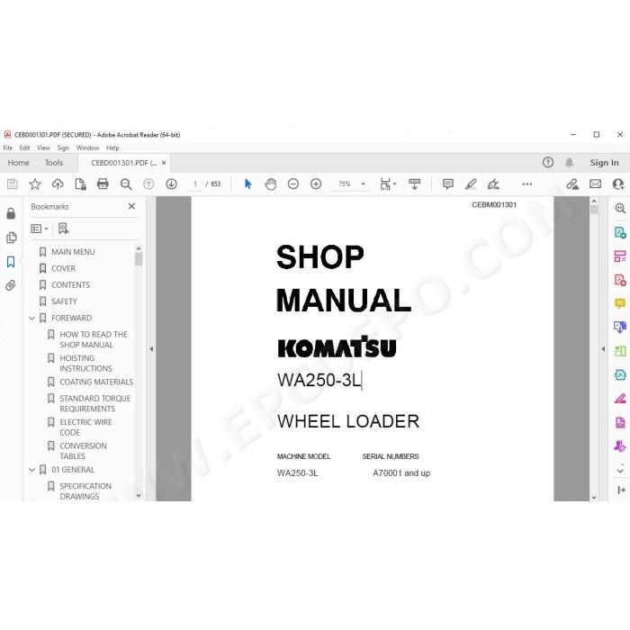 Komatsu Wheel Loader WA250-3L service & repair manual