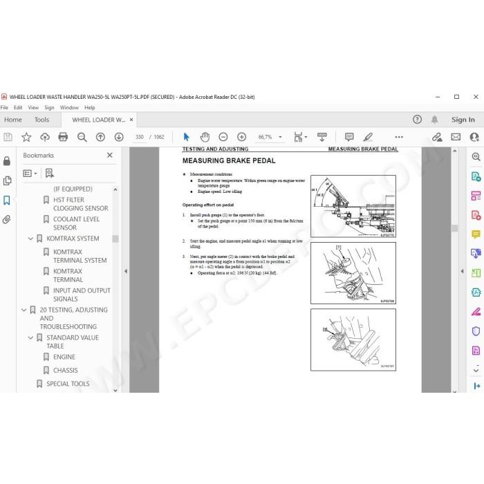 Komatsu Wheel Loader WA250-5L WA250PT-5L service & repair manual