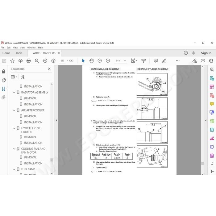 Komatsu Wheel Loader WA250-5L WA250PT-5L service & repair manual