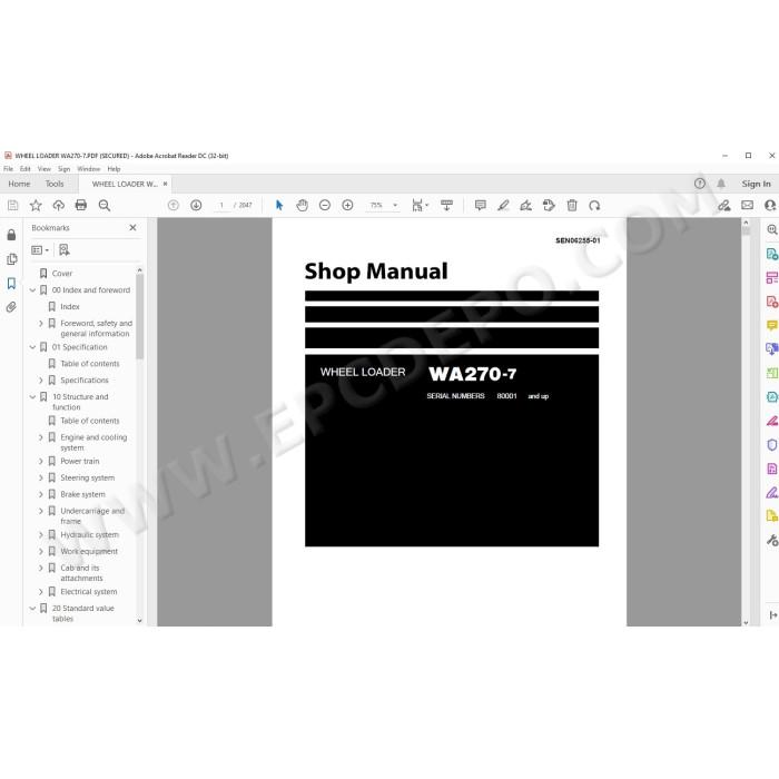 Komatsu Wheel Loader WA270-7 service & repair manual