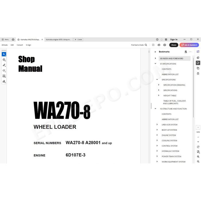 Komatsu Wheel Loader WA270-8 service & repair manual