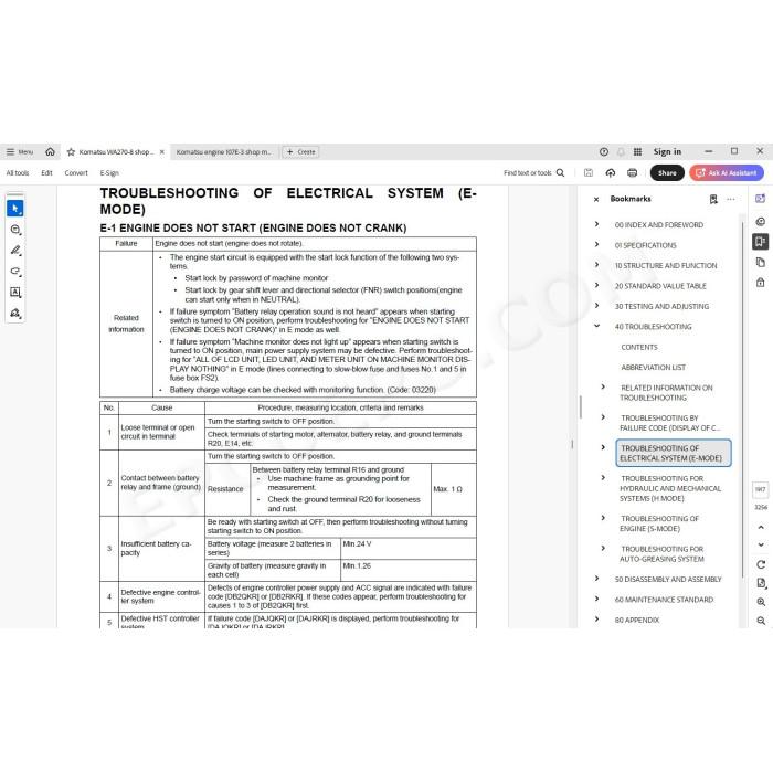 Komatsu Wheel Loader WA270-8 service & repair manual